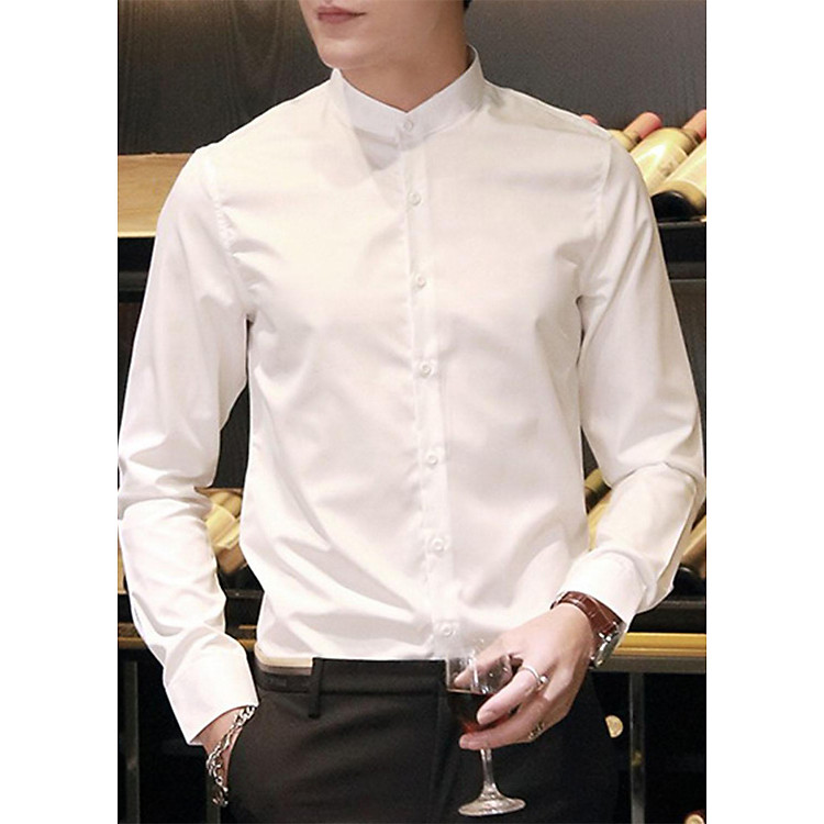 Áo Sơ Mi Nam Cổ Tàu Trắng TRANGTAU99 (Trắng Tàu)