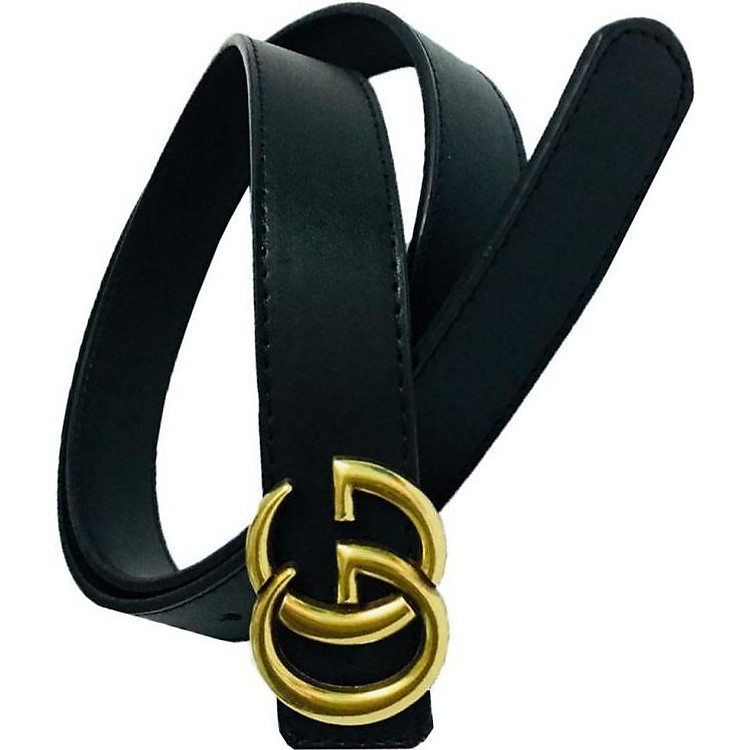 Thắt lưng nữ da cao cấp mặt chữ đồng đúc cực đẹp GG03 (dây đen)