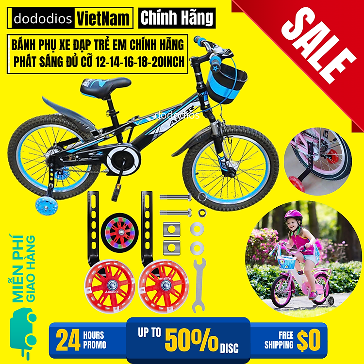 Bánh Phụ Xe Đạp Trẻ Em Phát Sáng Chính hãng Giá tốt - Hình ảnh 3