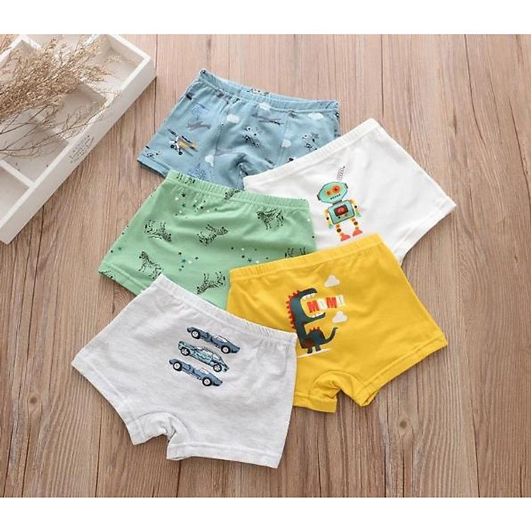 Set 5 quần lót đùi cho bé trai (hàng 100% coton ) hình người máy