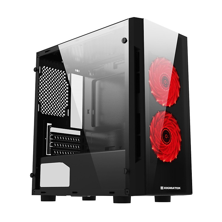 Vỏ Thùng Máy XIGMATEK SCORPIO II 2F (EN43415) - M-ATX, 2 SIDE TEMPERED GLASS, 2 FAN XIGMATEK X9 - Hàng chính hãng