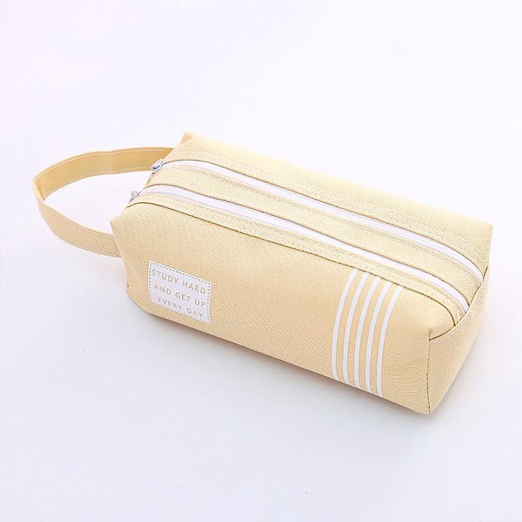 Hộp bút vải vuông 2 dây kéo V2 - nhiều màu