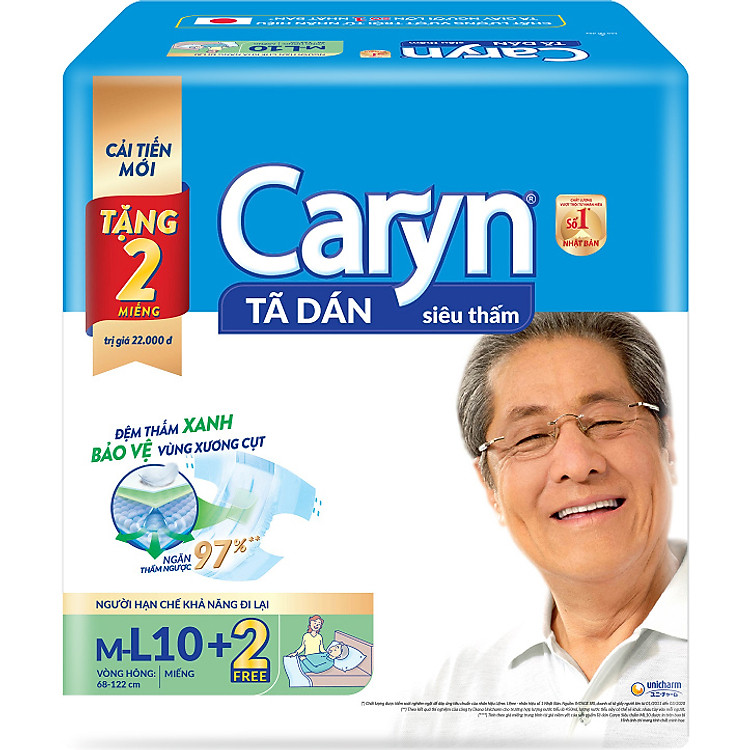 Tã Dán Người Lớn Caryn M-L10 - Tặng 2 Miếng
