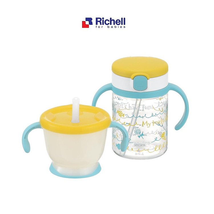 Bộ cốc tập uống 3 giai đoạn AQ & bình ống hút AQ Richell Nhật Bản | Baby