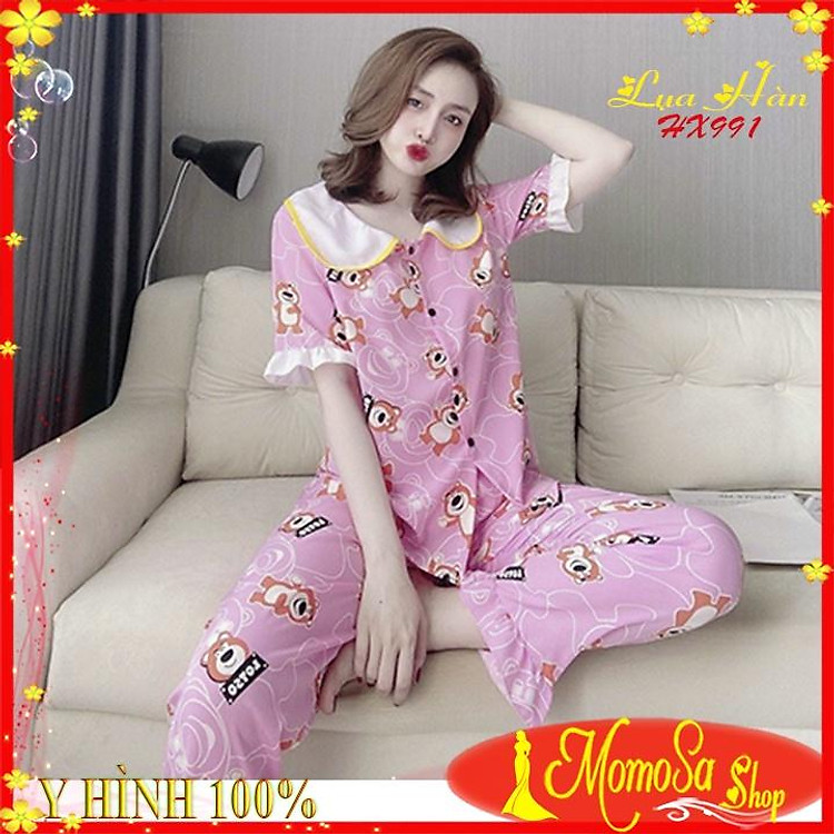 Đồ Bộ Tiểu Thư Nữ Mặc Nhà Lụa Hàn Quần Dài Dễ Thương