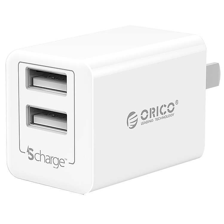 Adapter Sạc Điện Thoại Orico USB 2 Cổng 2.4A WHA-2U - Hàng Chính Hãng