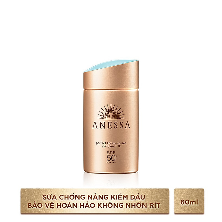 Combo chống nắng Anessa tiện lợi (Perfect UV Sunscreen Skincare Milk - SPF 50+, PA++++ - 60ml + UV Sunscreen Mild Milk - SPF35, PA+++ - 60ml)