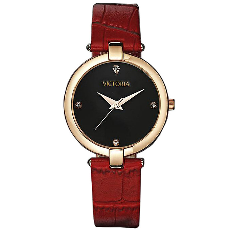 Đồng Hồ Nữ Victoria Dây Da Cao Cấp Siêu Bền, Siêu Nhẹ - Mặt Đính Kim Cương Nhân Tạo Siêu Quyến Rũ - Phong Cách Hàn Quốc Sành Điệu - Đồng Hồ Thời Trang Nữ Siêu Xinh