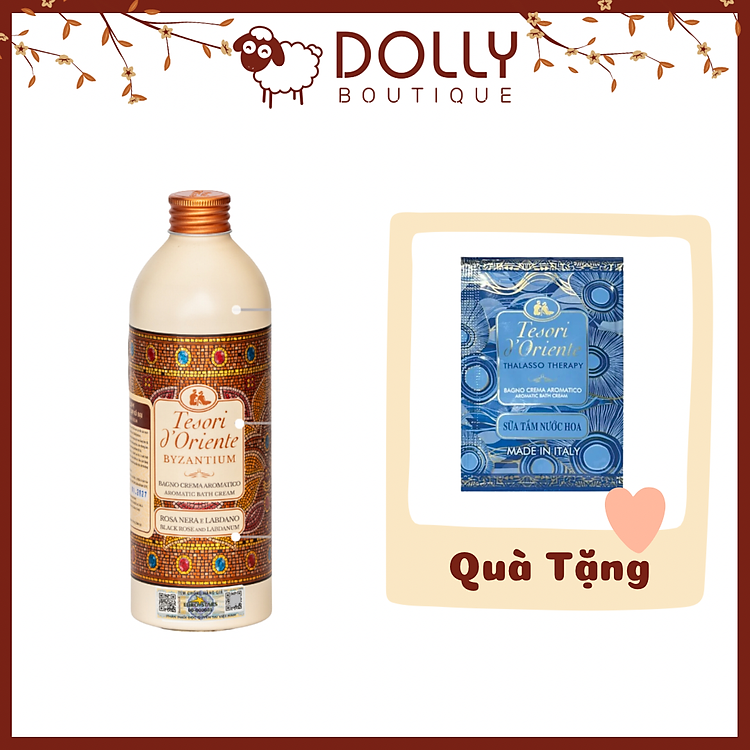 Sữa Tắm Nước Hoa Tesori D'Oriente Bizantium Bath Cream ( Hương Hy Lạp Cổ Đại ) 500ml+ Tặng Gói Sữa Tắm Tảo Mini