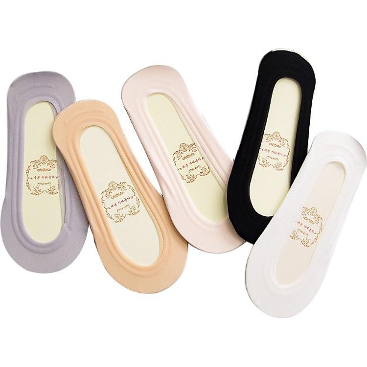 Bộ 5 đôi tất lười, tất thuyền dấu gót, tất có silicon cho nữ P4W5