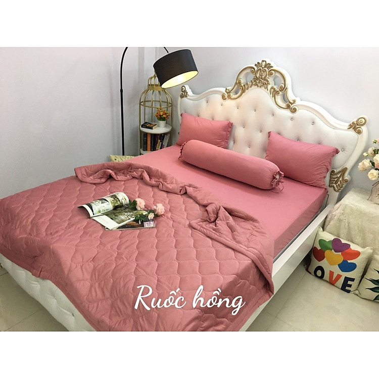 Bộ Ga Thun Lạnh 4 Món Ga Thun Hàn Quốc Đủ Kích Thước Ga Nệm 1m2, 1m6, 1m8 Chưa Gồm Chăn