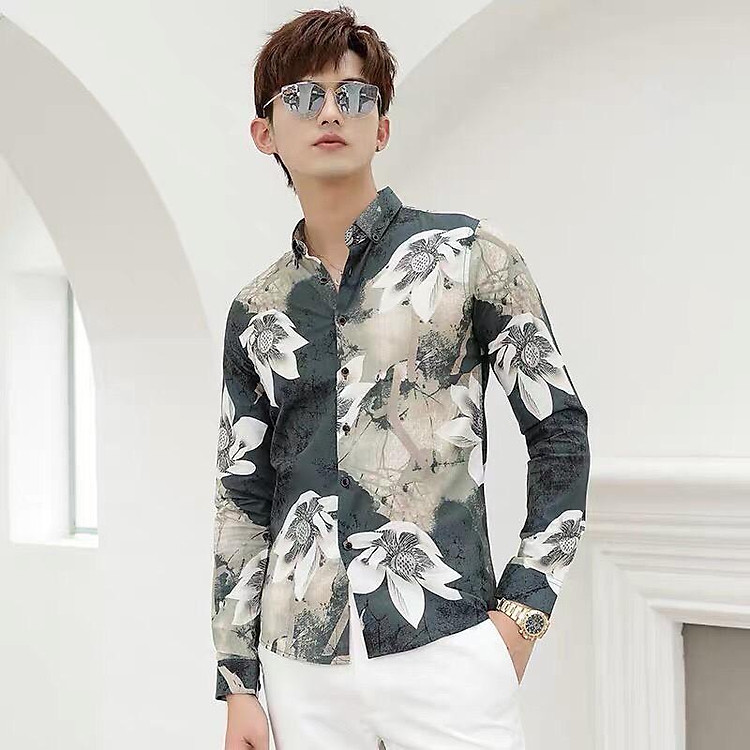 ÁO SƠMI NAM HOA LÁ CÀNH