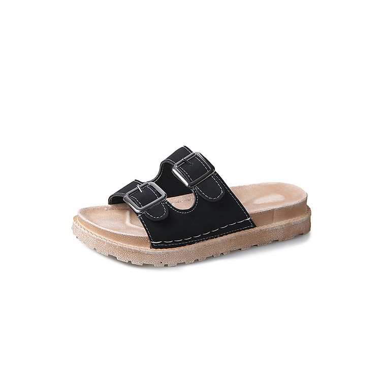 Dép Nữ Buckle 2018 Quai Da Mềm Đế Cao 3Fashion - MSP 2628N - Đen