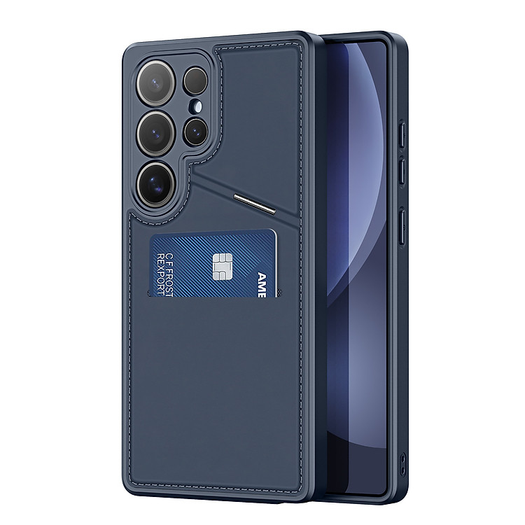 Ốp Lưng Da Sạc Từ Tính Dành Cho Samsung Galaxy S25 Ultra DUX DUCIS Rafi II Series, có ngăn đựng thẻ, chân đế, Hàng Chính hãng