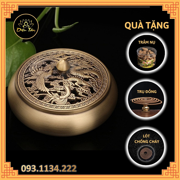 Lư bẹt xông trầm bằng đồng