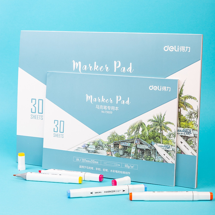 Giấy Vẽ Màu Marker Deli A4 (30 tờ, 110gsm) - Ảnh 2