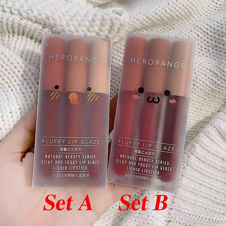Set 3 Cây Son Kem Lì Herorange Fluffy Lip Glaze - SON KEM LÌ màu siêu đẹp siêu hot mới