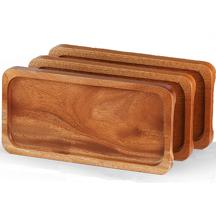 BỘ 3 KHAY GỖ XÀ CỪ NGUYÊN KHỐI MÀU TỰ NHIÊN KT 30.5 x 12.7 x 2cm