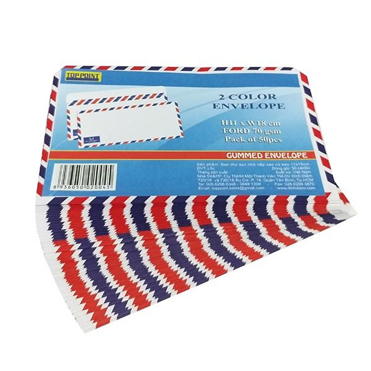 Bao Thư Sọc Nhỏ Nắp Xéo Có Keo (50 cái)