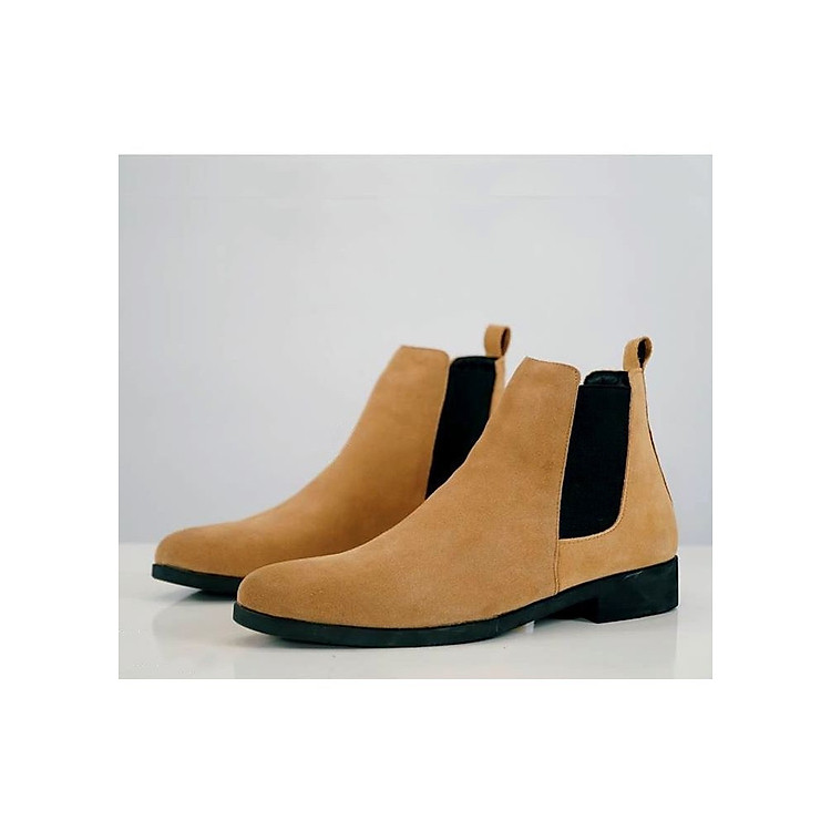 Giày chelsea boot cổ cao da bò lộn màu vàng cao cấp Lương Tâm