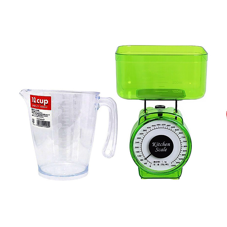 Combo Dụng Cụ Làm Bánh: Ca Đong Chia Vạch 1000Ml + Cân Mini Mẫu Mới - Nội Địa Nhật Bản
