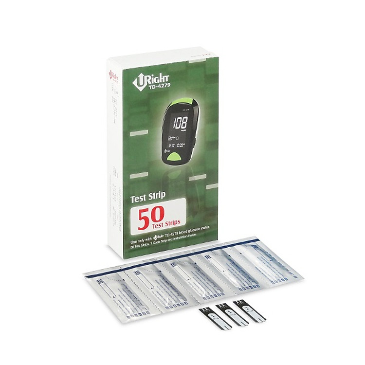 Que thử đường huyết Uright dùng cho máy đo đường huyết TD4279 (Hộp 50 que)