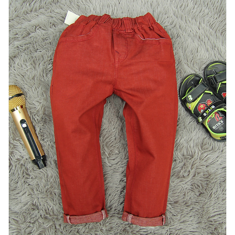 quần dài lưng thun cho bé trai vải lênin wash nhẹ sành điệu 14-35 ký