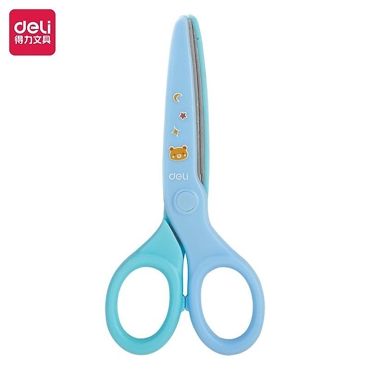 Kéo học sinh Deli hình con gấu (6023S) – Xanh dương