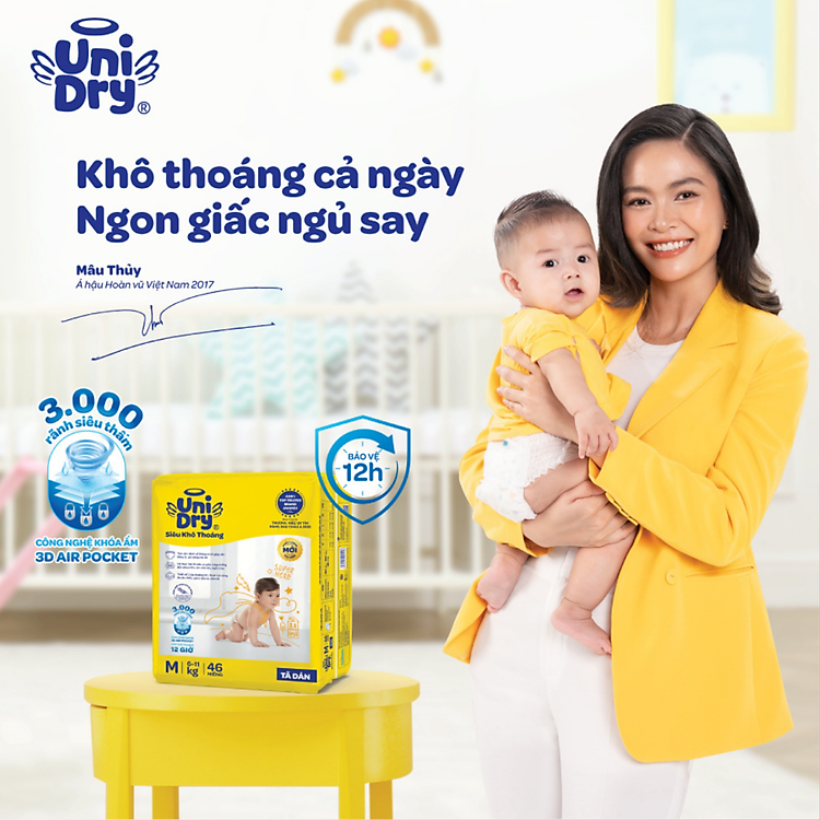 Tã dán UniDry Siêu khô size M76 Chính hãng Giá rẻ - Hình ảnh 3
