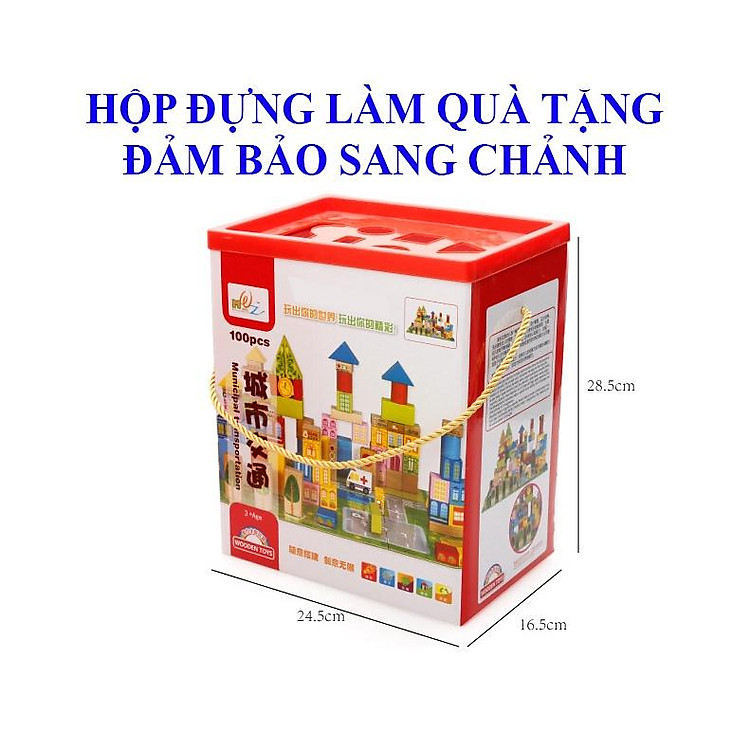Đồ chơi xếp hình thành phố gỗ 62 chi tiết Chính hãng Tiết kiệm - Hình ảnh 2