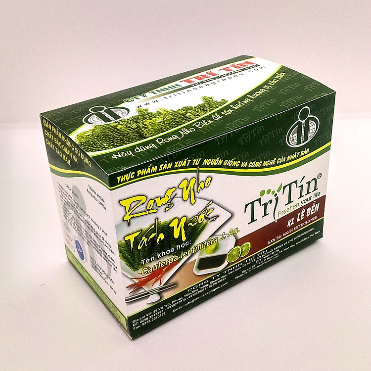 Rong Nho Tách Nước Trí Tín Premium - Hộp 200g 10 Gói - Trứng Cá Hồi Xanh