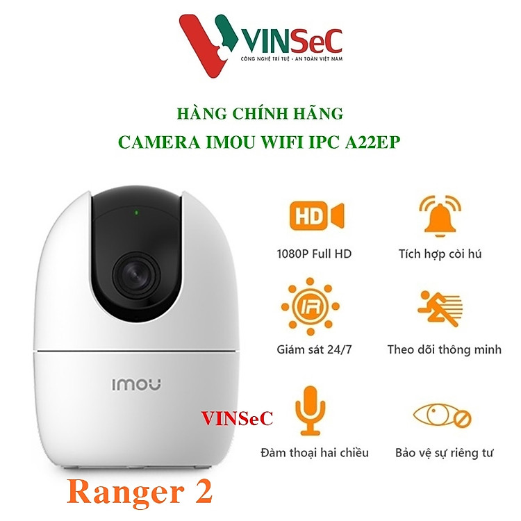 Camera IP WIFI IMOU RANGER 2 IPC - A22EP Full HD 1080P - Hàng Chính Hãng