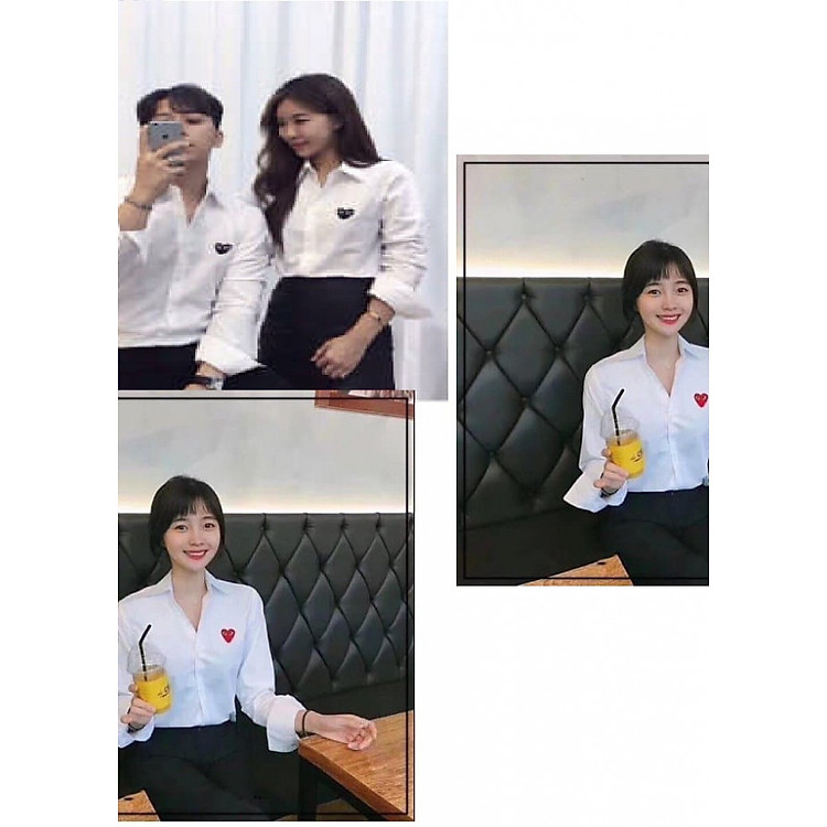 Áo sơmi nam nữ thêu tim