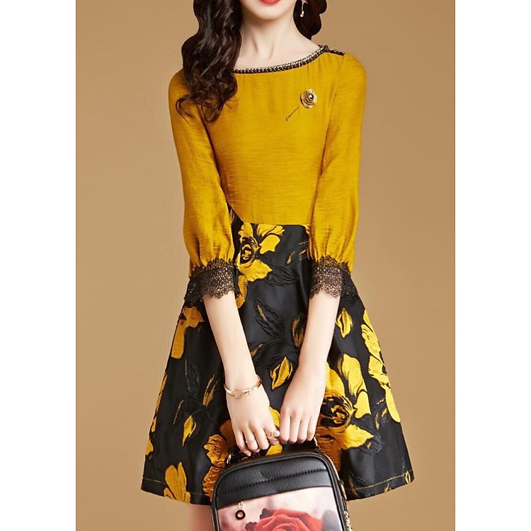 Đầm xòe dự tiệc in họa tiết hoa BY4330