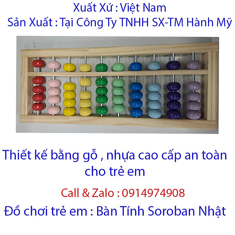 Bàn tính gẩy Soroban Nhật 10 cột dụng cụ học tập-Nâng cao khả năng trí tuệ .Phát triển IQ cho bé