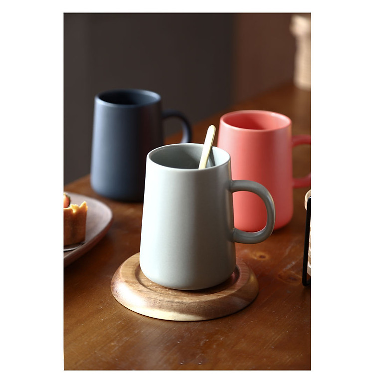 Ly gốm sứ màu pastel quai cầm phong cách Nhật – Hồng đậm