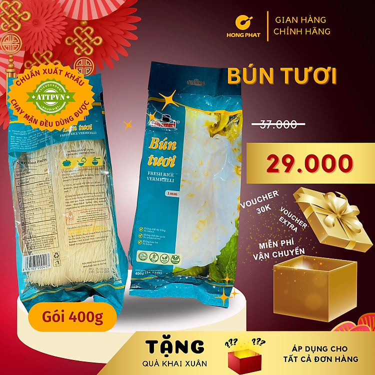 Bún tươi khô Shammi túi 400g (bún tươi sấy khô hàng xuất khẩu không chất bảo quản, không hàn the)