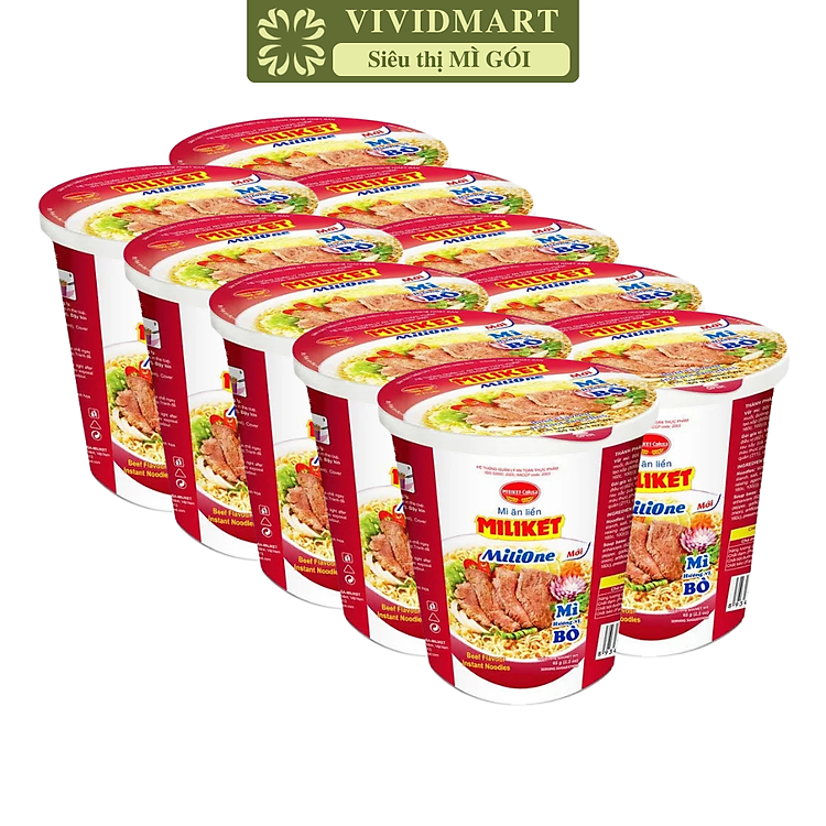 COLUSA - Mì ly Miliket hương vị Bò, Mì Miliket ly Bò, Mì bò ly Miliket, Miliket mì ly bò (65g/ly)