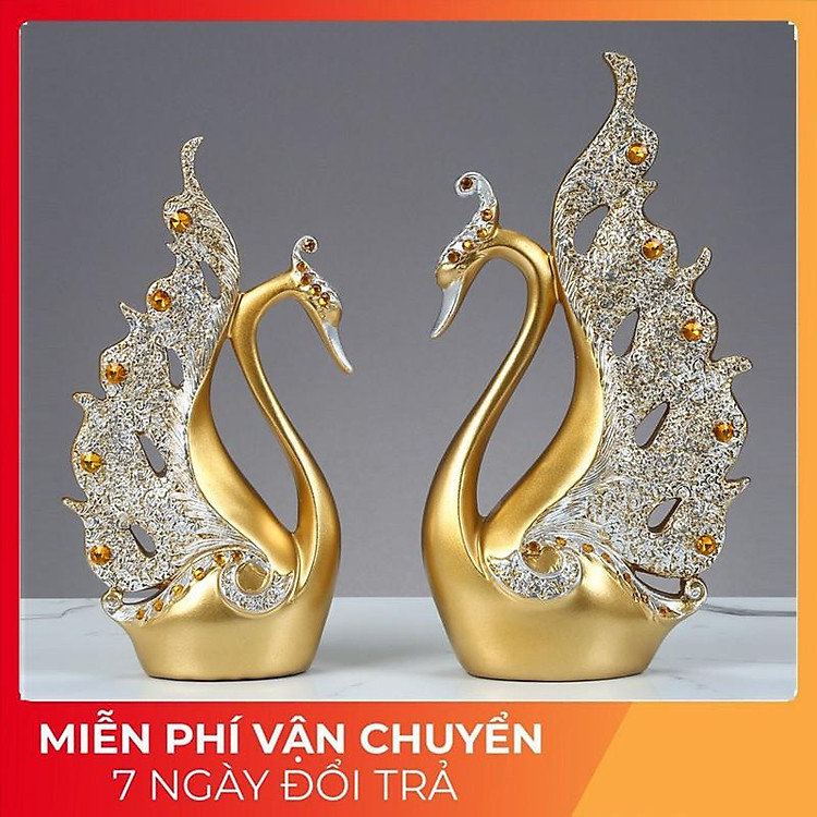 Tượng decor đôi thiên nga cao cấp, tượng trang trí nội thất