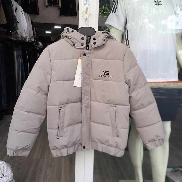 Áo Khoác Phao Trần Bông YS Cao Cấp, Mũ Tháo Rời Siêu Ấm