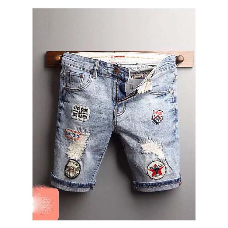 Quần Short Lửng Jean Nam Thêu Ngôi Sao Sành Điệu NY85