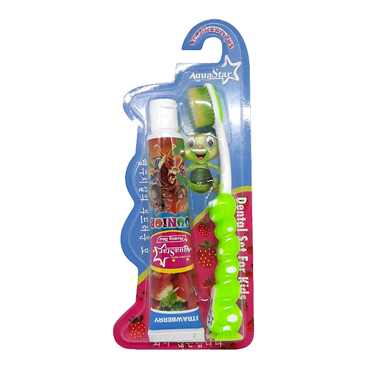 Bộ Chăm Sóc Răng Miệng Trẻ Em Aquastar 73g - (Kem Đánh Răng Trẻ Em Hương Dâu 45G + Bàn Chải Đánh Răng)