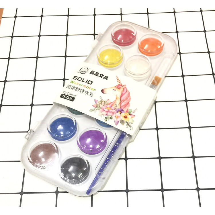 Màu nước khô dạng nén 12 màu Solid Watercolor