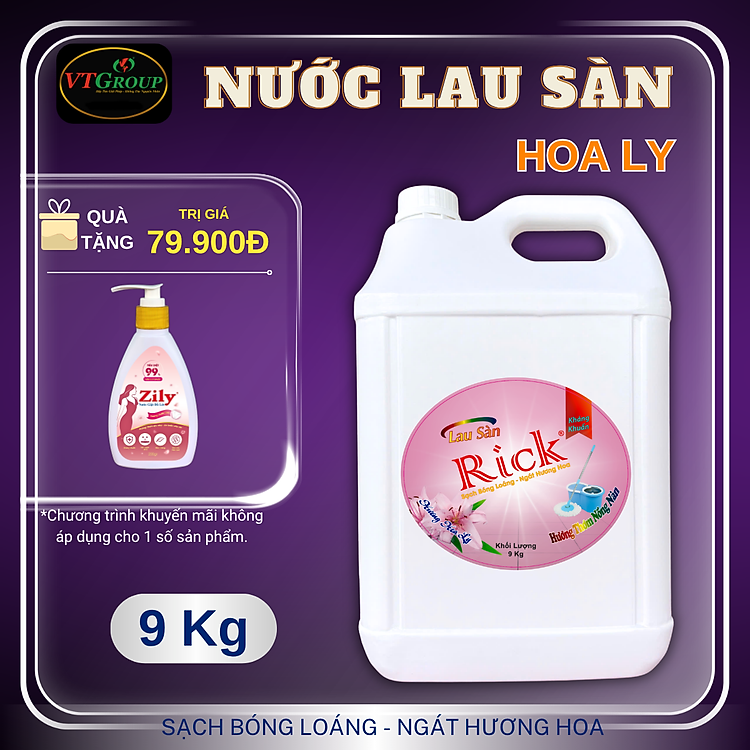 Nước Lau Sàn Rick Can 9Kg - Tặng 1 Nước giặt đồ lót Zily 200gr