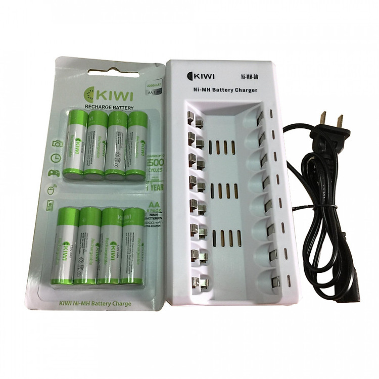 Combo Pin và sạc Kiwi NI-MH vỉ 8 viên 3200 mAh- Hàng chính hãng