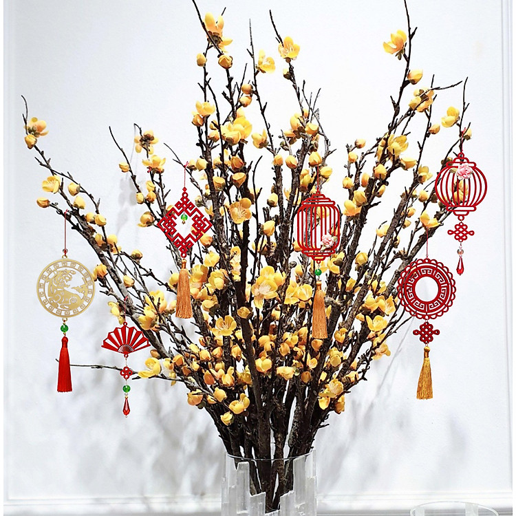 Phụ kiện handmade dây trang trí Tết quạt Cát Tường (sắc đỏ son may mắn) - Ảnh 5