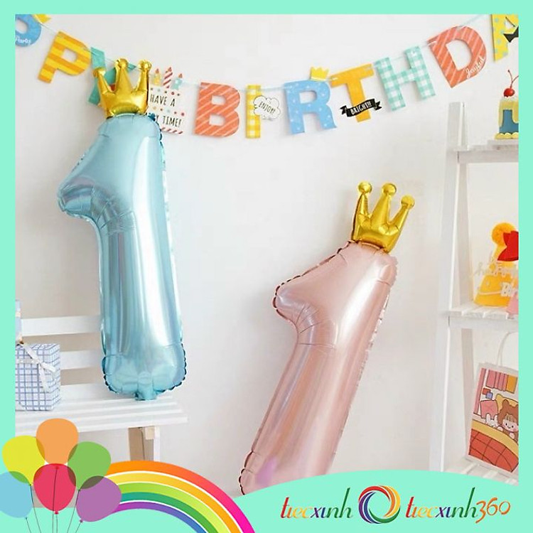 Bong bóng trang trí tiệc vương miện - Xanh - Ảnh 2