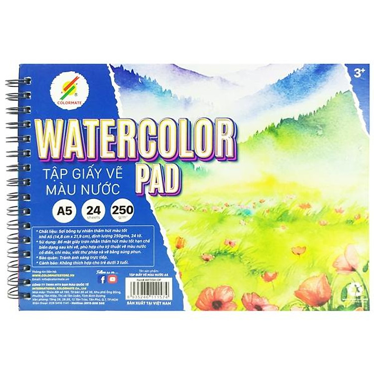Tập Giấy Vẽ A5 Watercolor Pad Colormate ARTIST-OP (24 tờ)