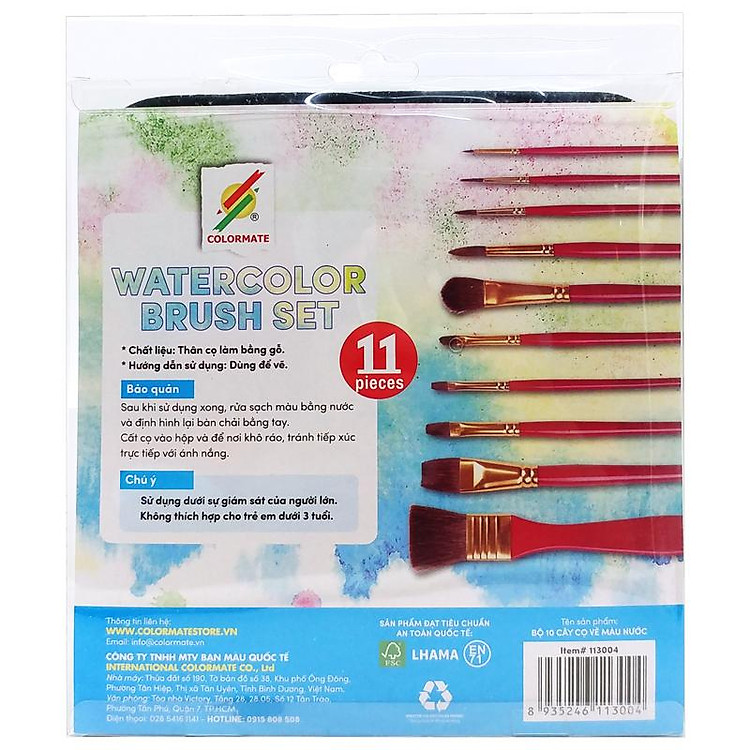 Bộ Cọ Vẽ Màu Nước Colormate (10 cây) - Ảnh 4