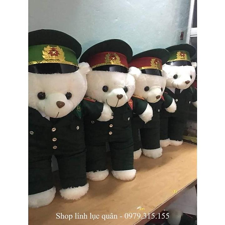 Gấu bông Quân đội Bộ đội Biên phòng 55cm ( có in tên, tiết, quân hàm)